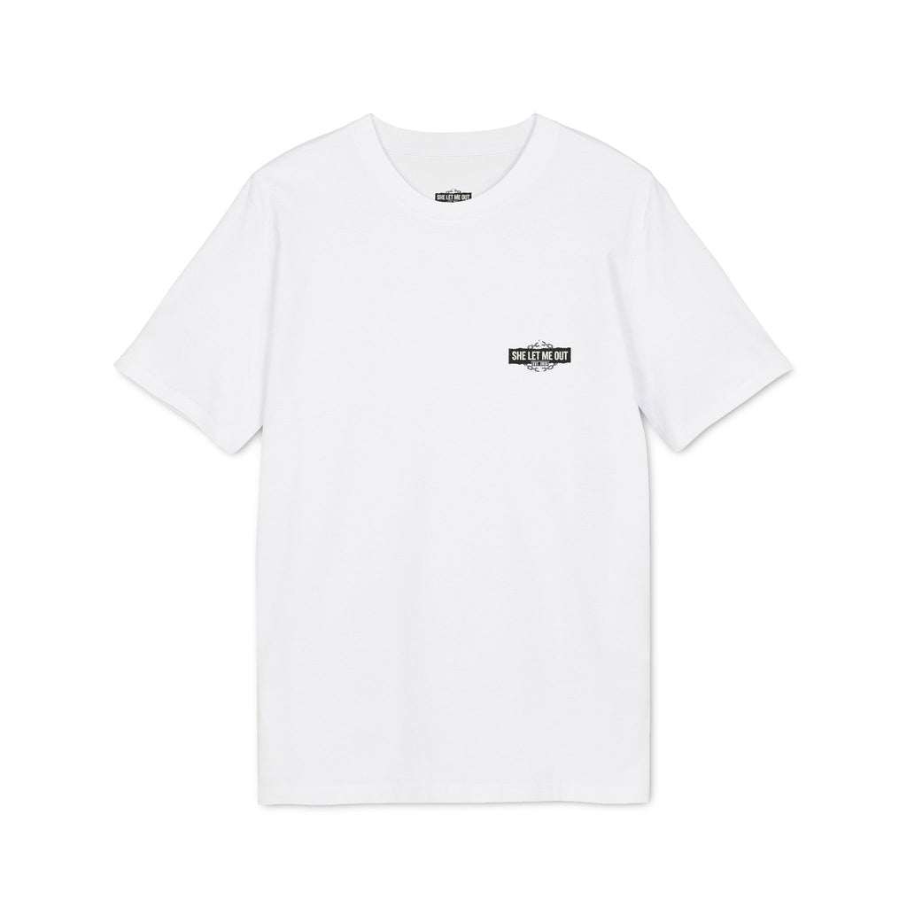 She Let Me Out Graphic T-Shirt — Graffiti Back Tag
