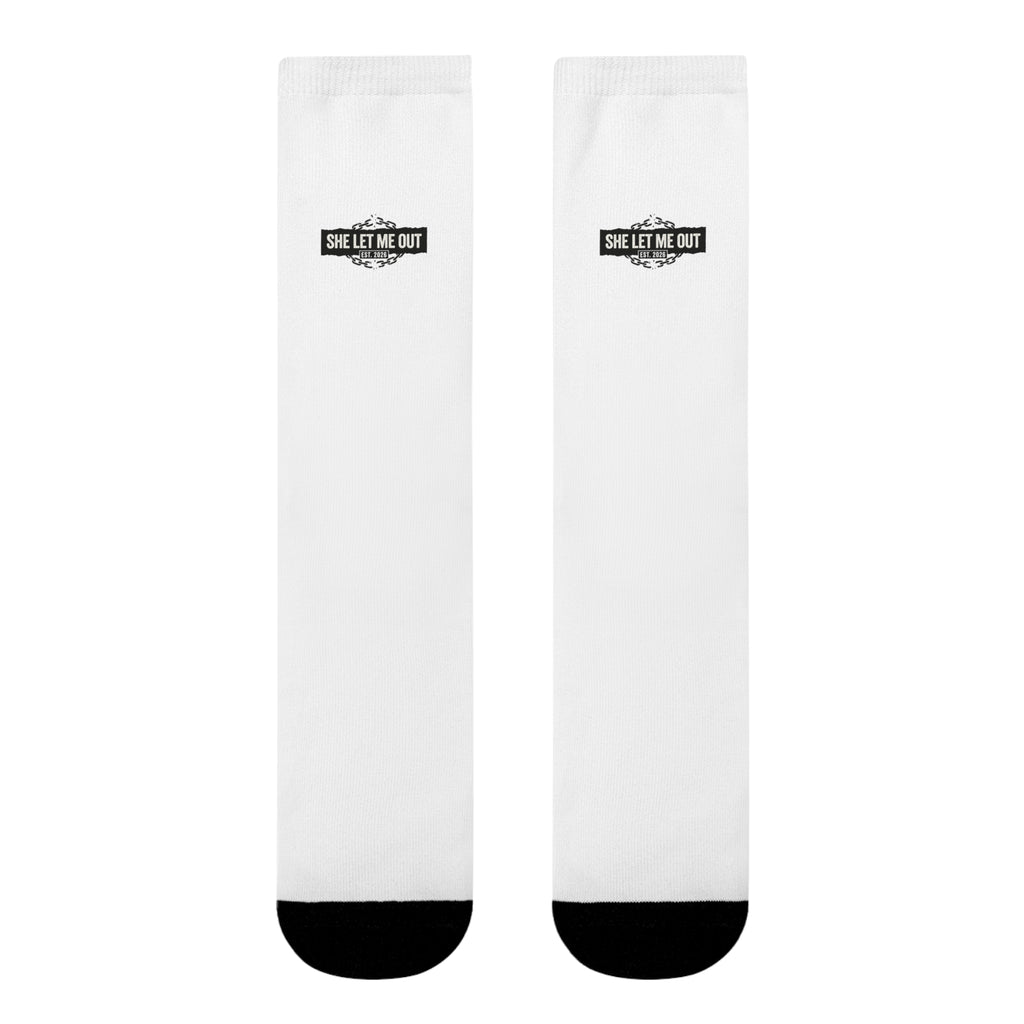 Crew Socks — 'She Let Me Out' Sublimation Graphic Socks