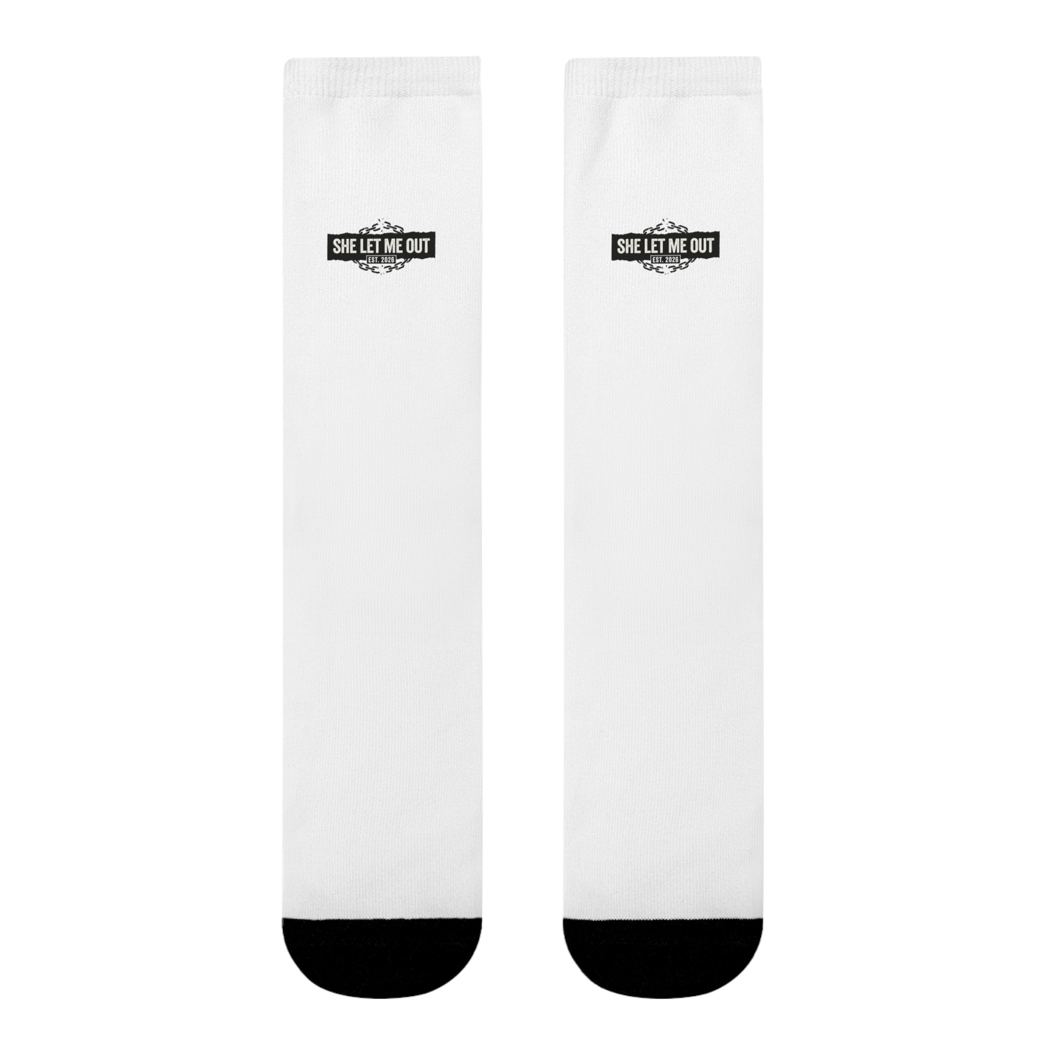 Crew Socks — 'She Let Me Out' Sublimation Graphic Socks