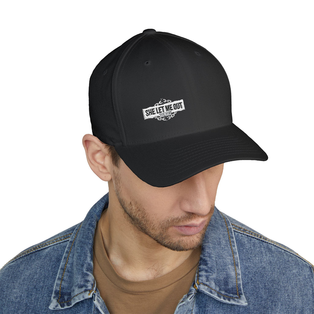 She Let Me Out White Original -Embroidered —  Closed Cap
