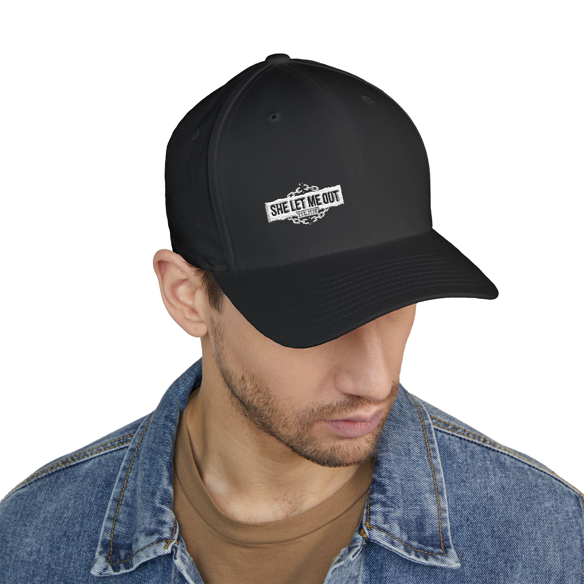 She Let Me Out White Original -Embroidered —  Closed Cap