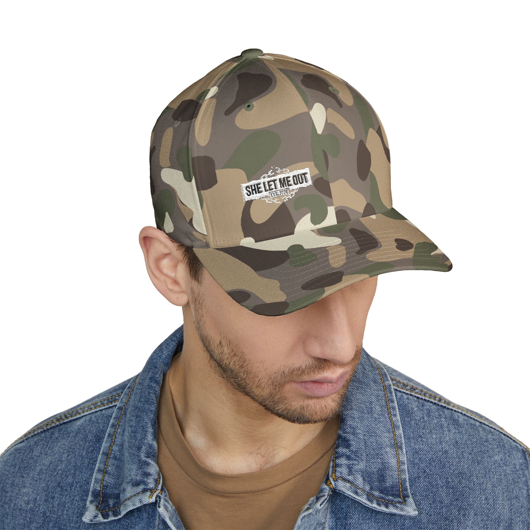 She Let Me Out White Original -Embroidered —  Closed Cap