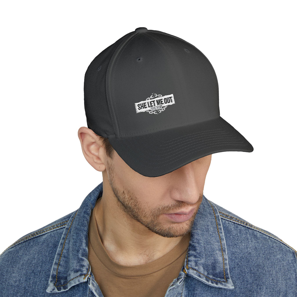 She Let Me Out White Original -Embroidered —  Closed Cap