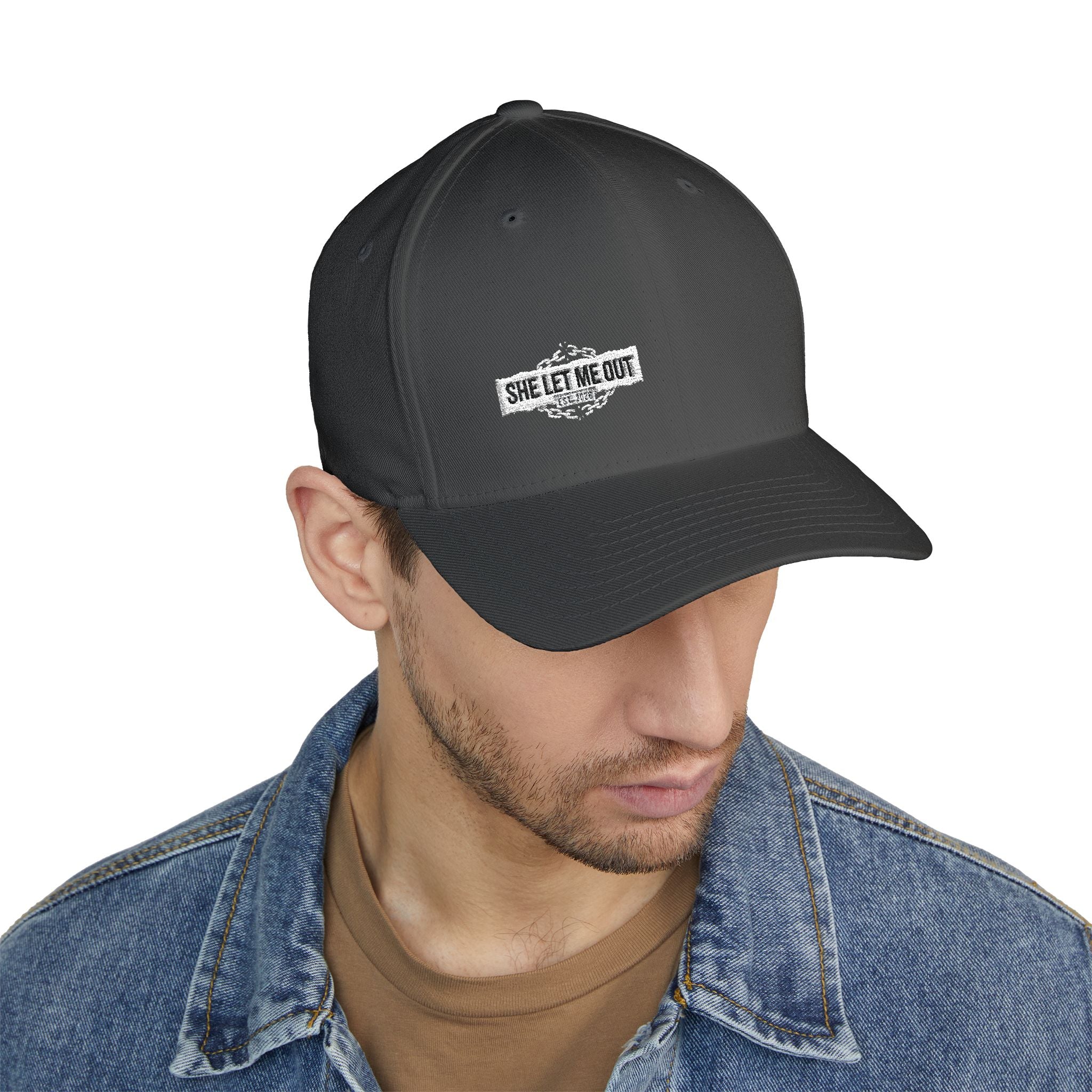 She Let Me Out White Original -Embroidered —  Closed Cap