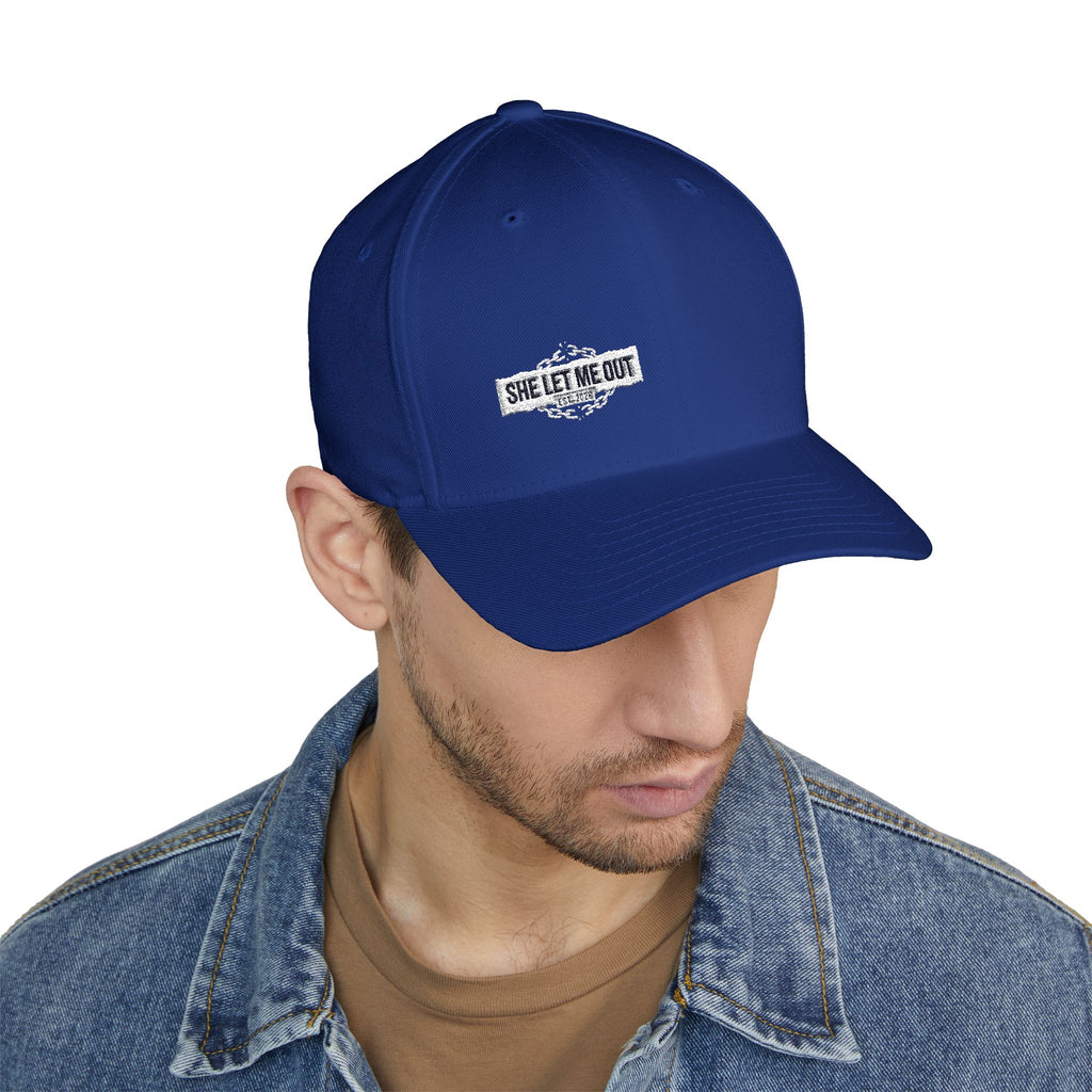 She Let Me Out White Original -Embroidered —  Closed Cap