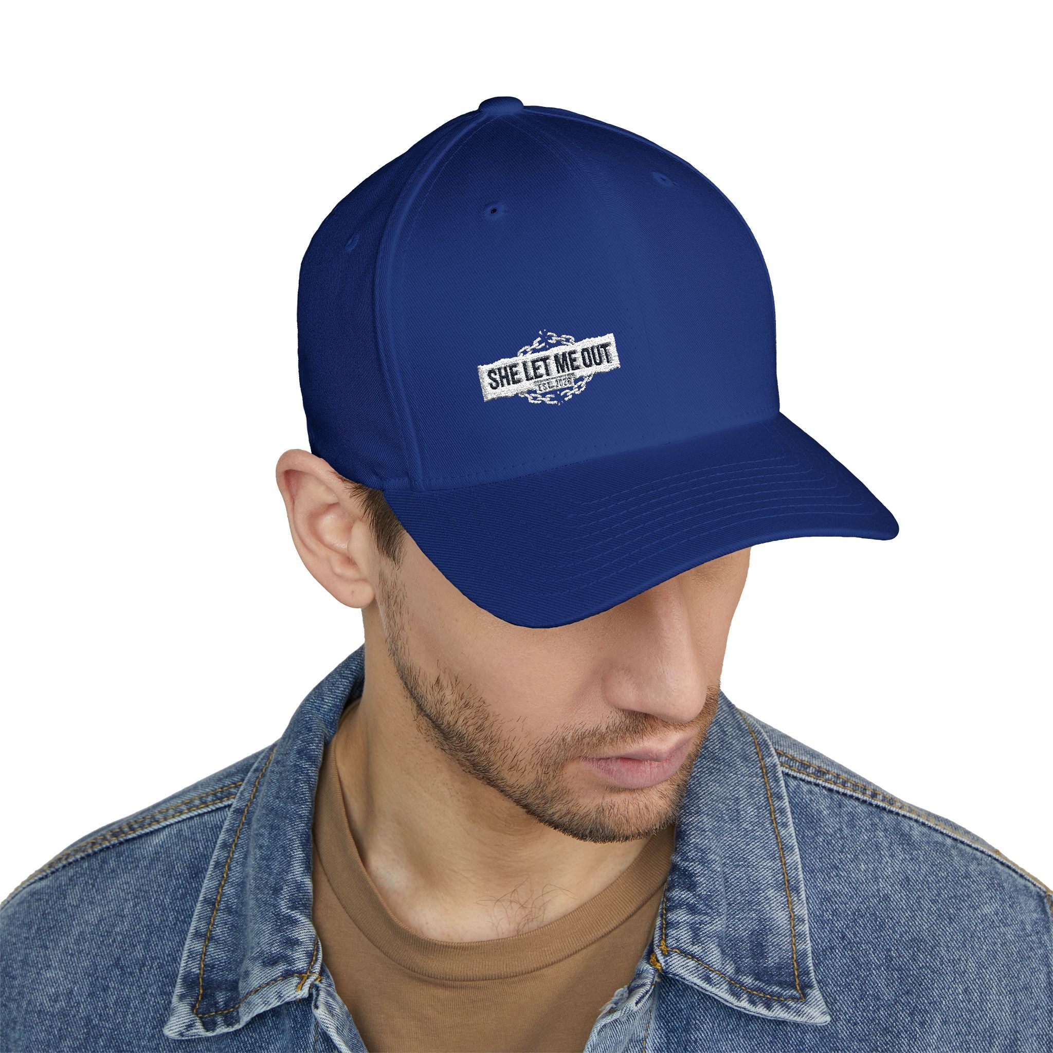 She Let Me Out White Original -Embroidered —  Closed Cap