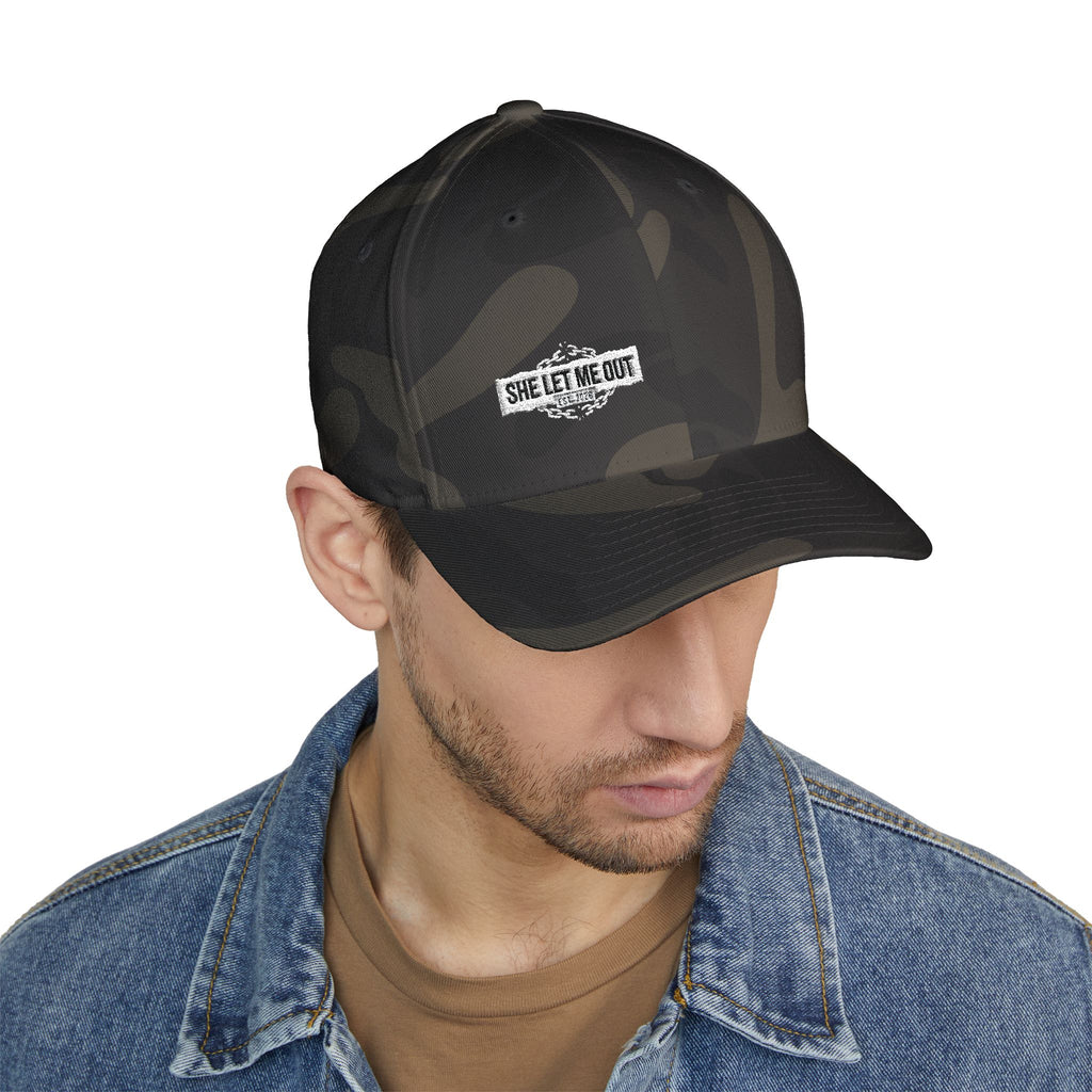 She Let Me Out White Original -Embroidered —  Closed Cap