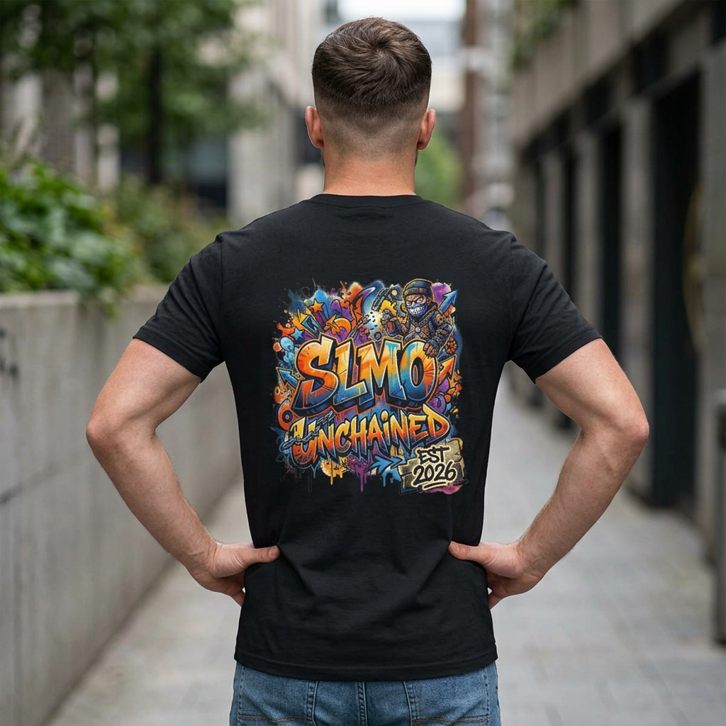 SLMO Unchained Est 2026 Back Graffiti Design Premium t-shirt