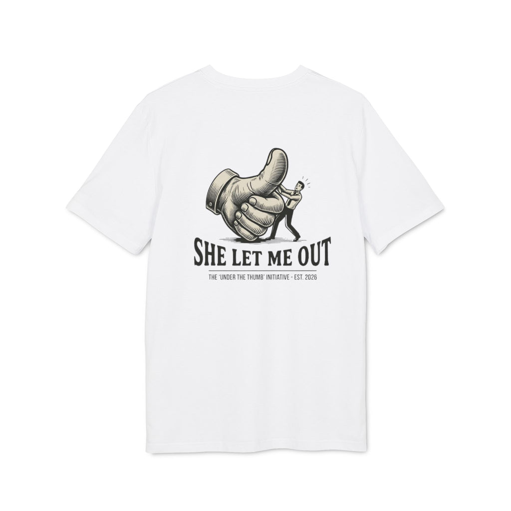 She Let Me Out Graphic T-Shirt — Vintage Thumbs-Up Design
