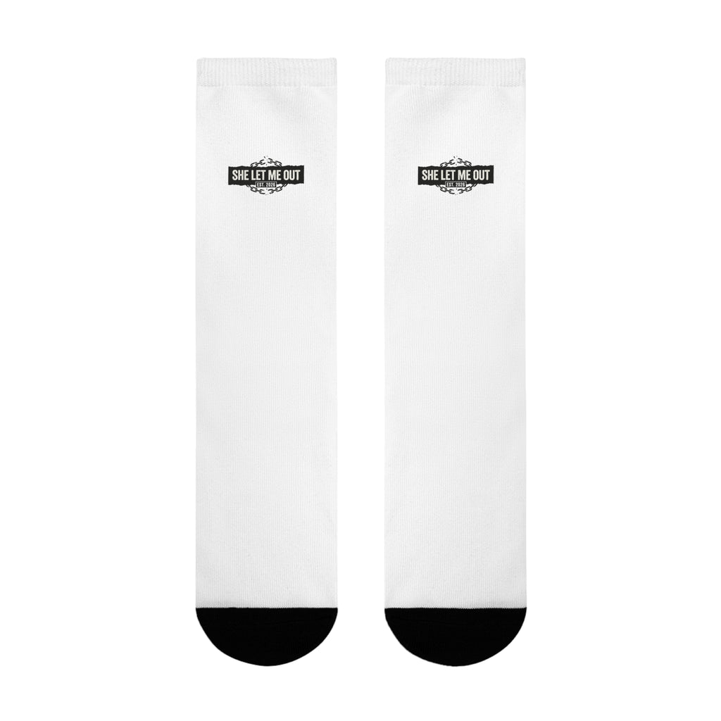Crew Socks — 'She Let Me Out' Sublimation Graphic Socks