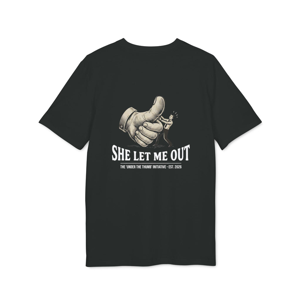 She Let Me Out Graphic T-Shirt — Vintage Thumbs-Up Design