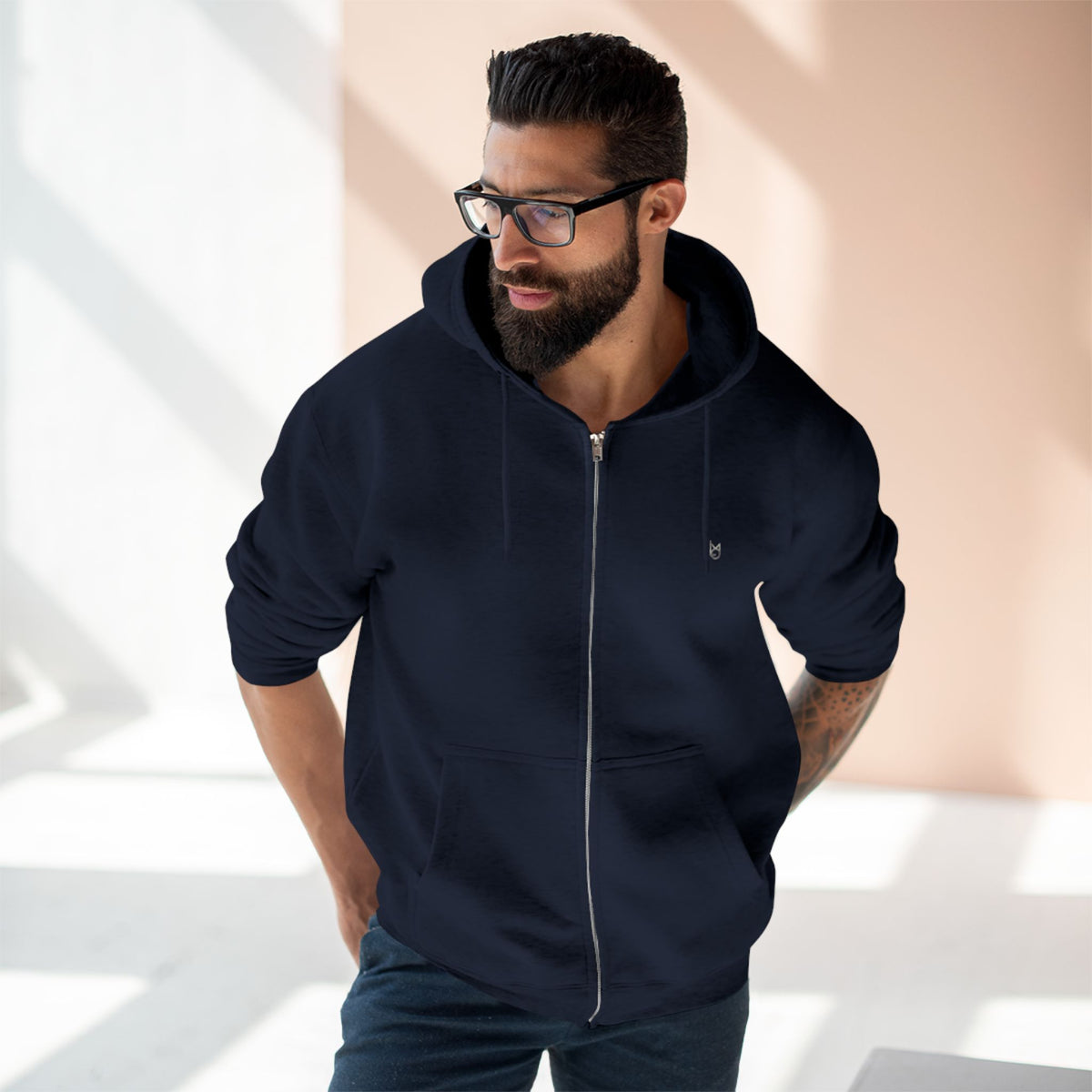 SLMO Silver Edition Back Shoulder Tag , Full Zip Hoodie