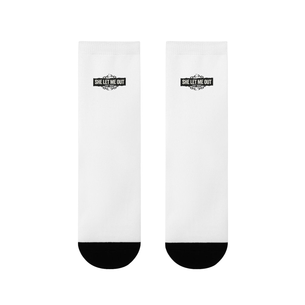 Crew Socks — 'She Let Me Out' Sublimation Graphic Socks