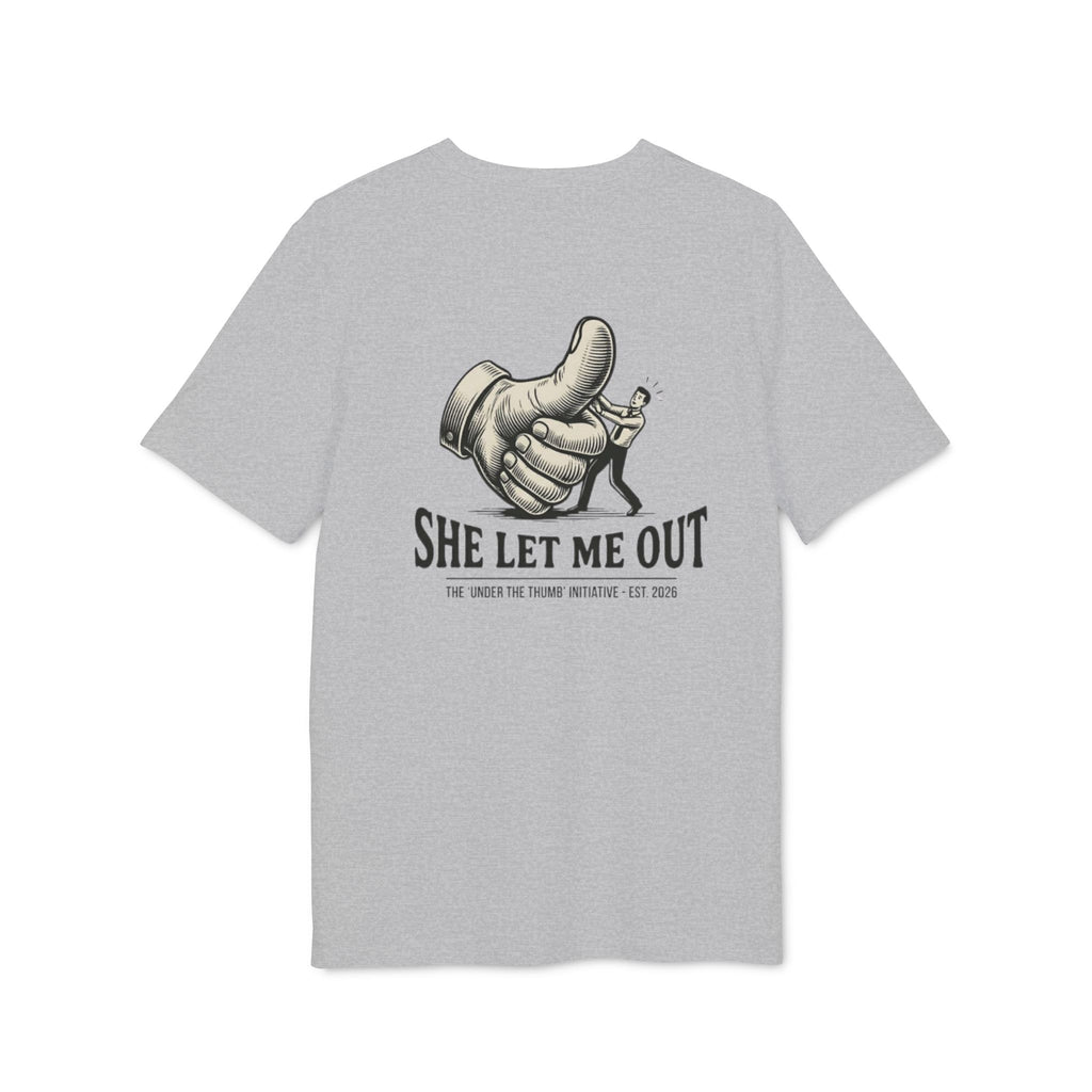 She Let Me Out Graphic T-Shirt — Vintage Thumbs-Up Design