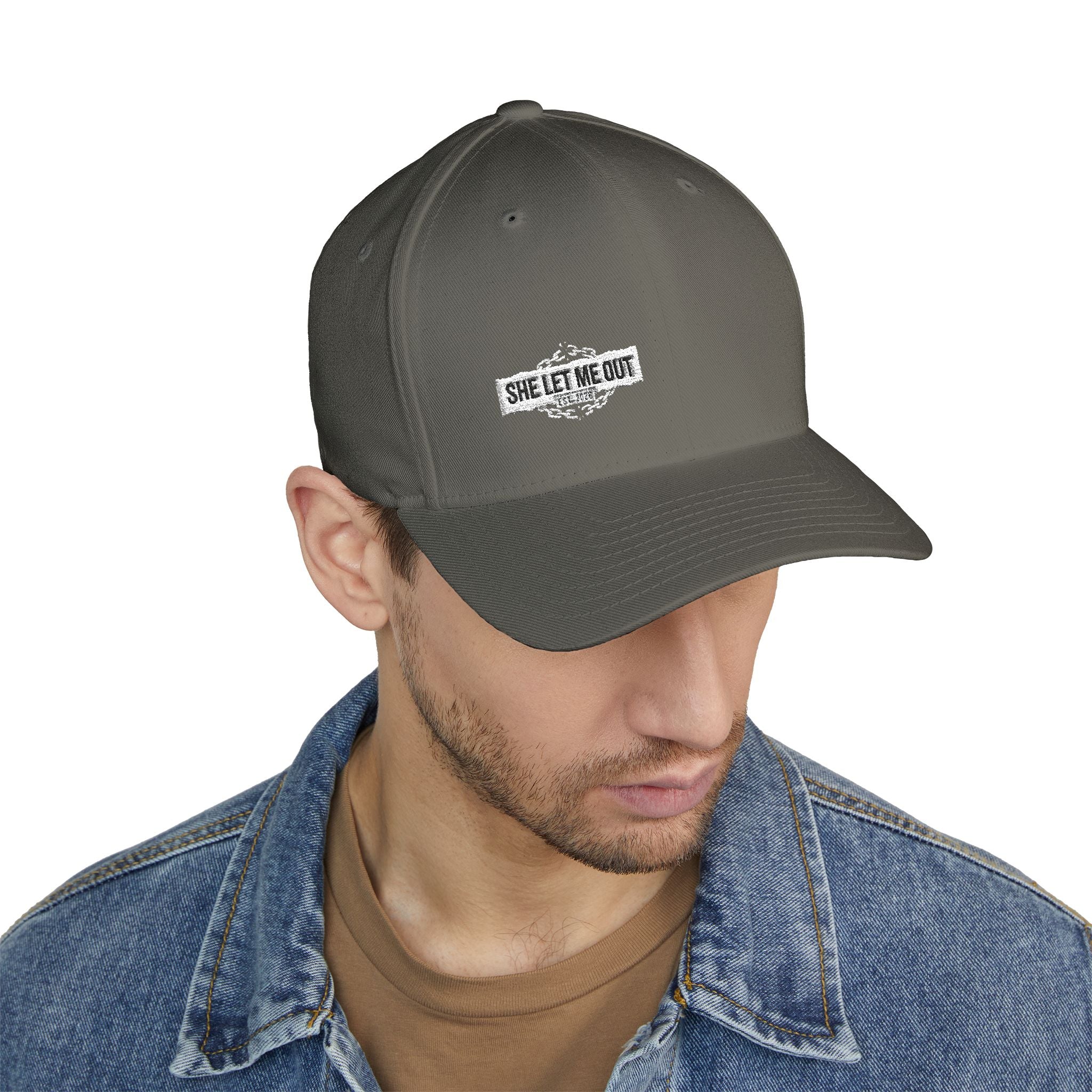 She Let Me Out White Original -Embroidered —  Closed Cap